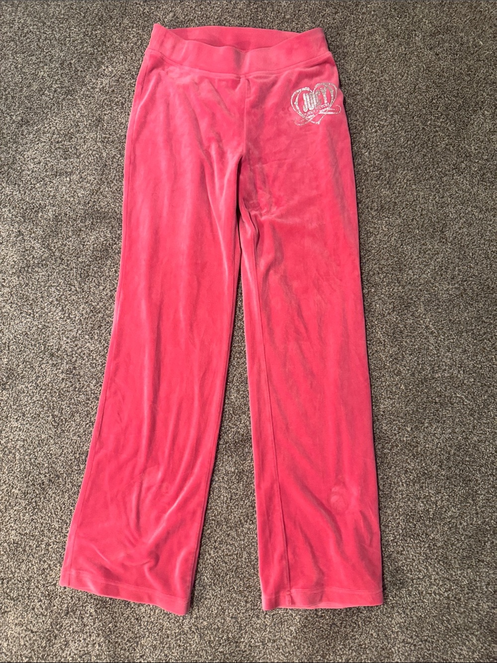 Juicy Couture Pink Velour Bottoms with Logo Heart